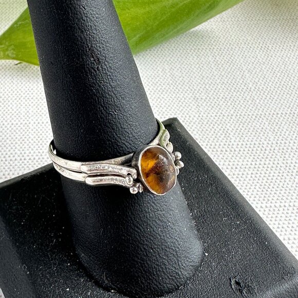 Larimar and Amber Silver Flip Ring Size 9.5 - Picture 8 of 14